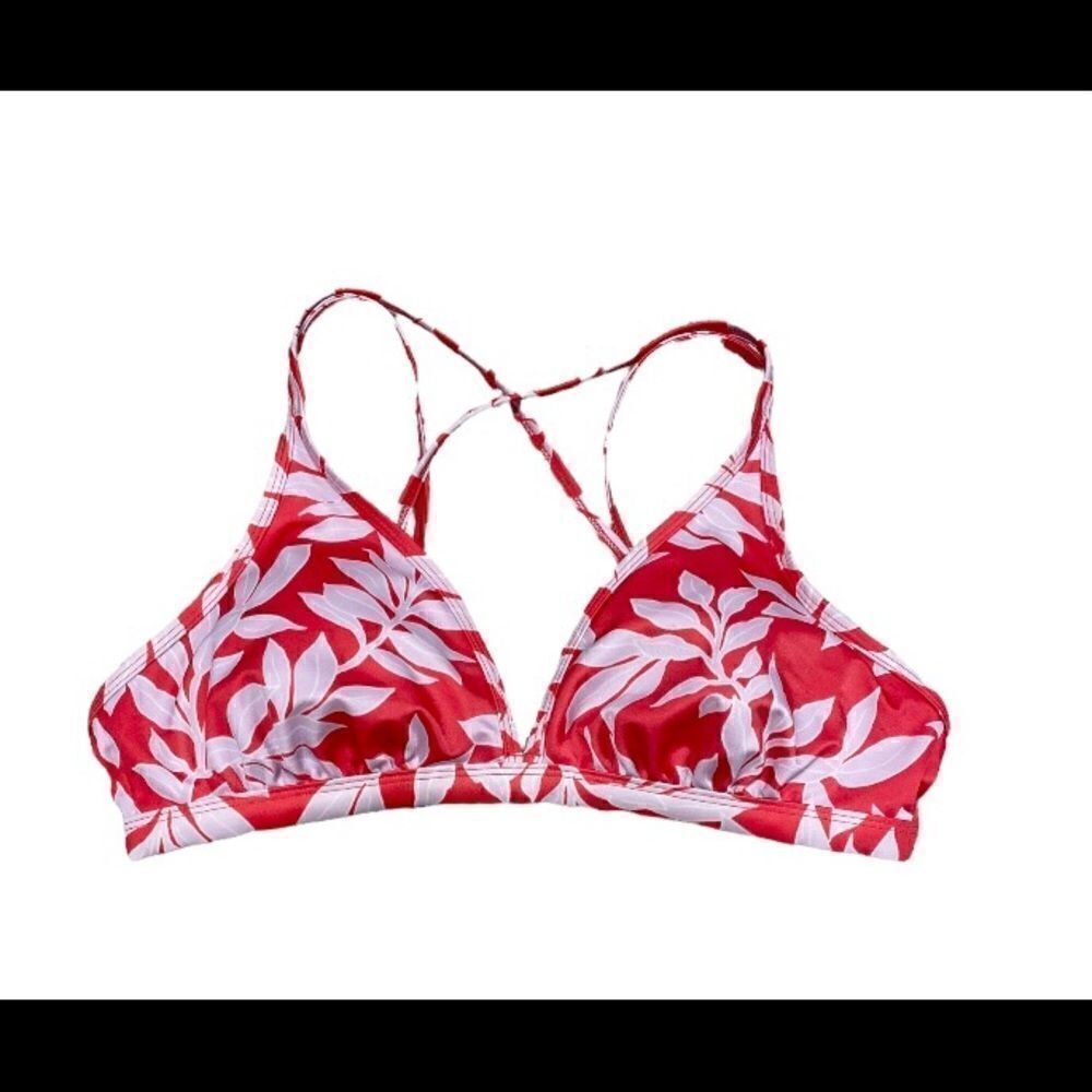 All In Motion Red Floral Bikini Top Size Large